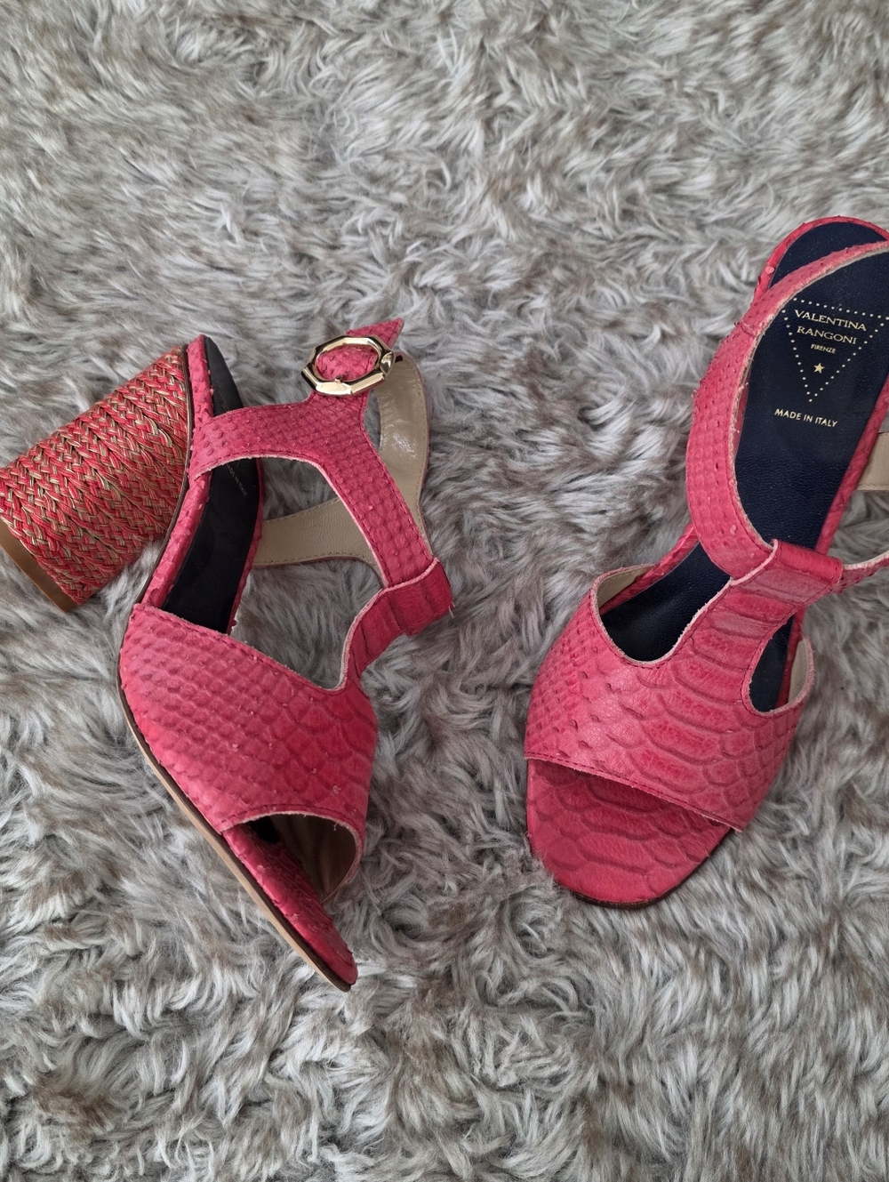 Valentina Rangoni Firenze Lente Espadrille Wrapped Heels Red Women's Size 6.5